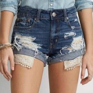 American Eagle Size 0 High Rise Festival Shortie Denim Jean Shorts